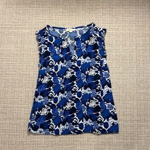 Boden Blue and White Floral Sleeveless Top
